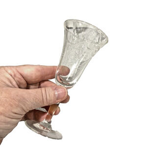 Vintage Etched Clear Crystal Cordial Glasses Flare Rim Set of 6 Mid Century Bar